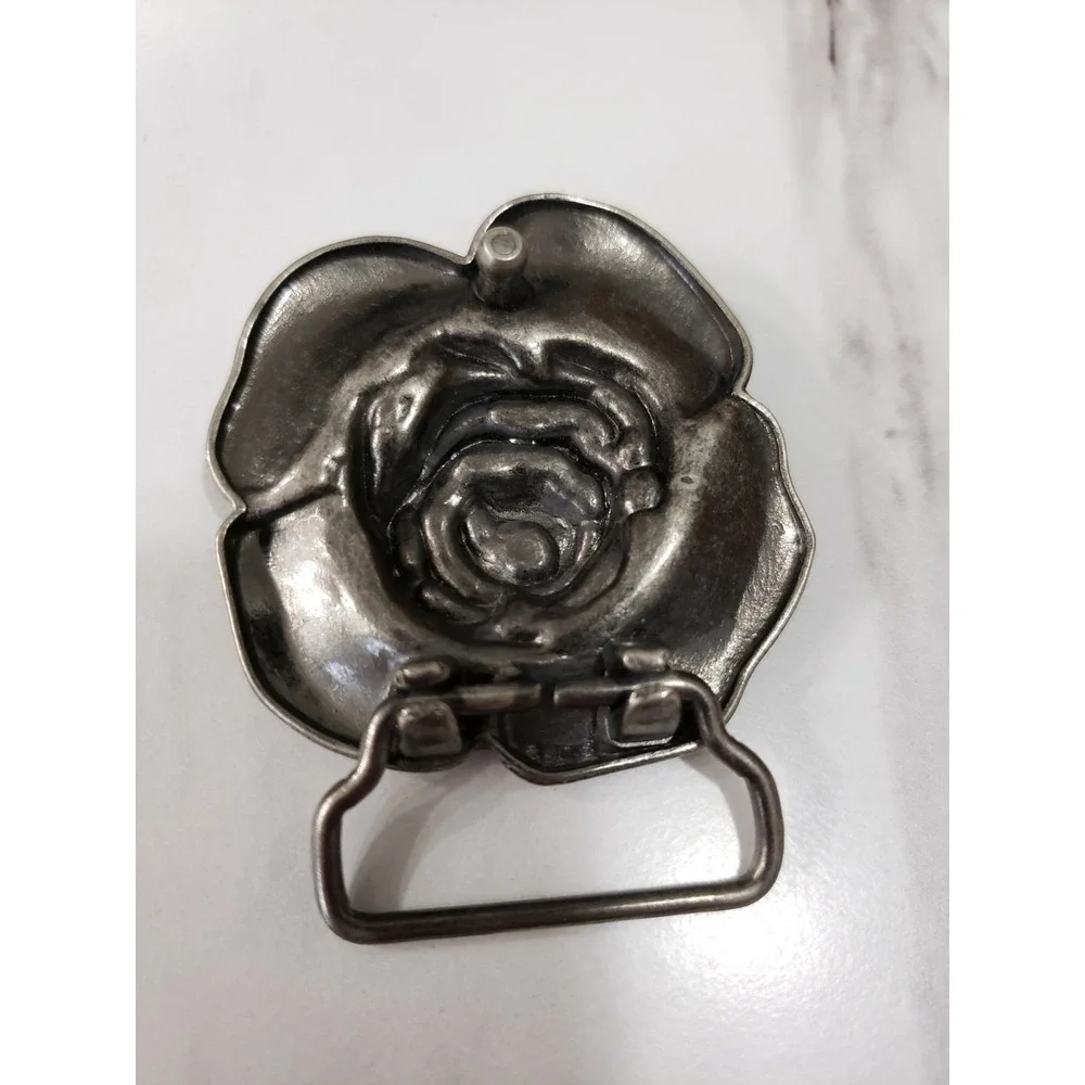 Women's Belt Buckle‎ Vintage Pink Rhinestone Jeweled Rose Flower Y2k 90s biker